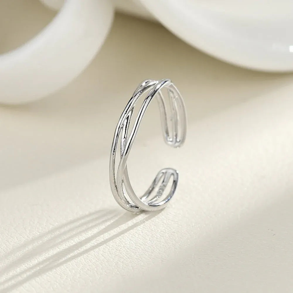 Women's Minimalist Cross Open Adjustable Ring Dubai UAE elegant adjustable ring for women with a modern minimalist design
