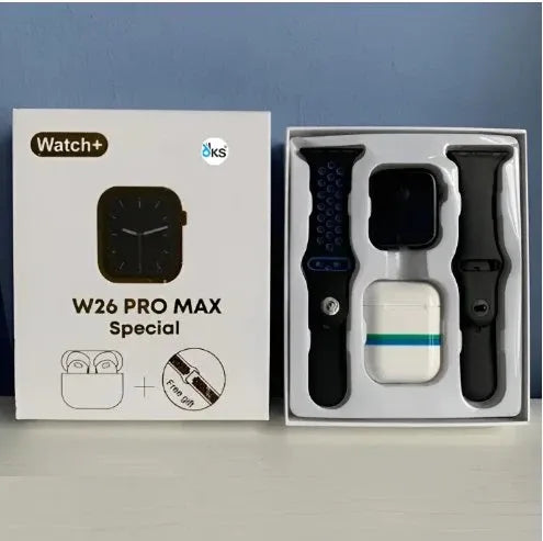 26 Pro Smart Watch with Earbuds and 2 Straps Dubai UAE premium smartwatch with Bluetooth earbuds fitness tracking and interchangeable watch bands