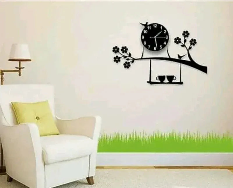 3D Sparrow Tree Acrylic Wall Clock