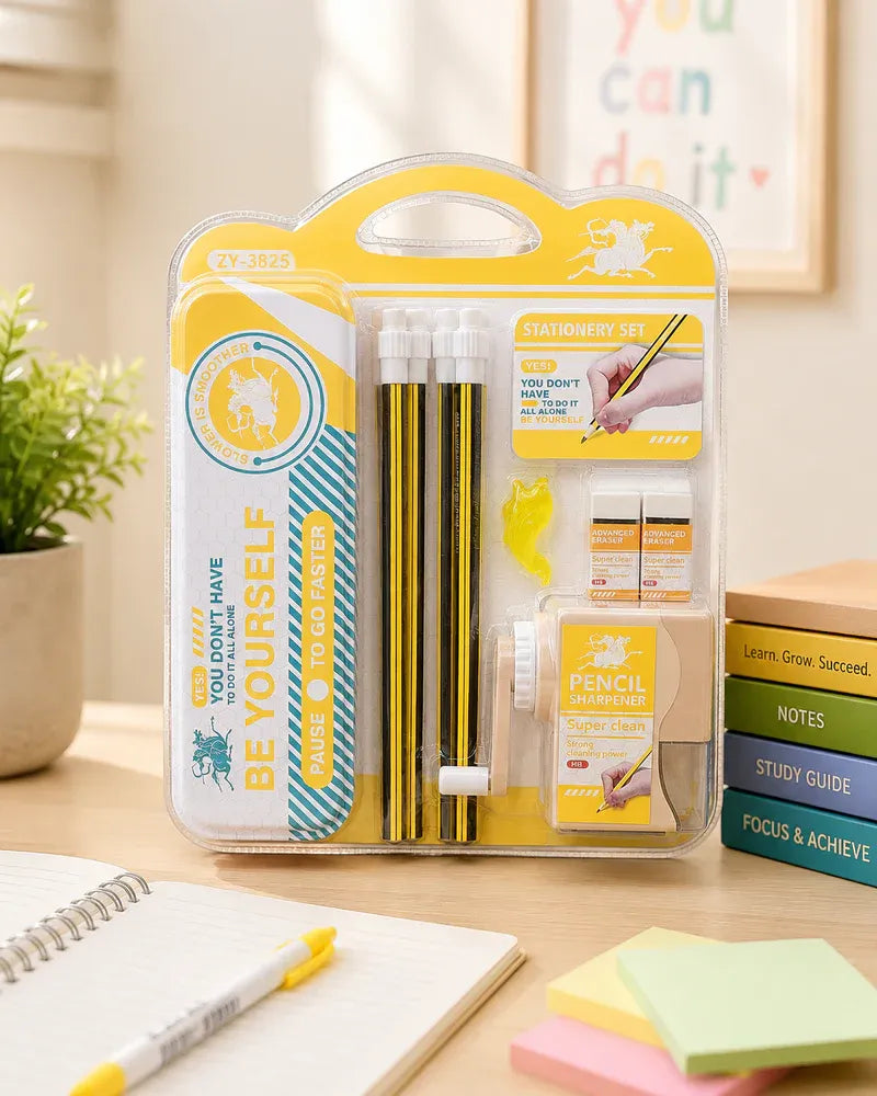 Complete School Stationery Set with Metal Pencil Case Dubai UAE all in one school stationery kit with durable metal pencil case for students