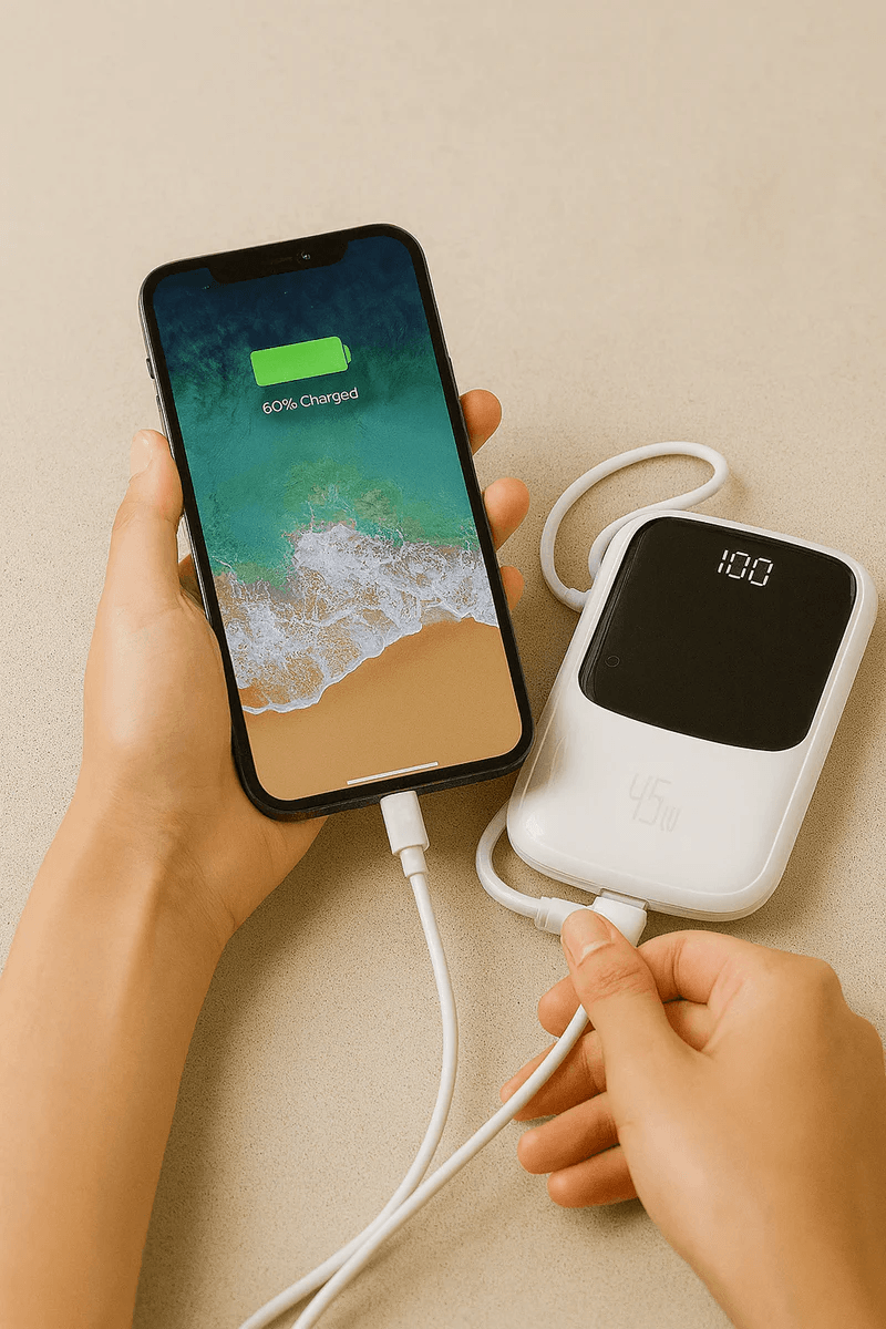 Bastec 20000mAh 45W Fast Charging Power Bank with Built-In Cable | Emirasouq