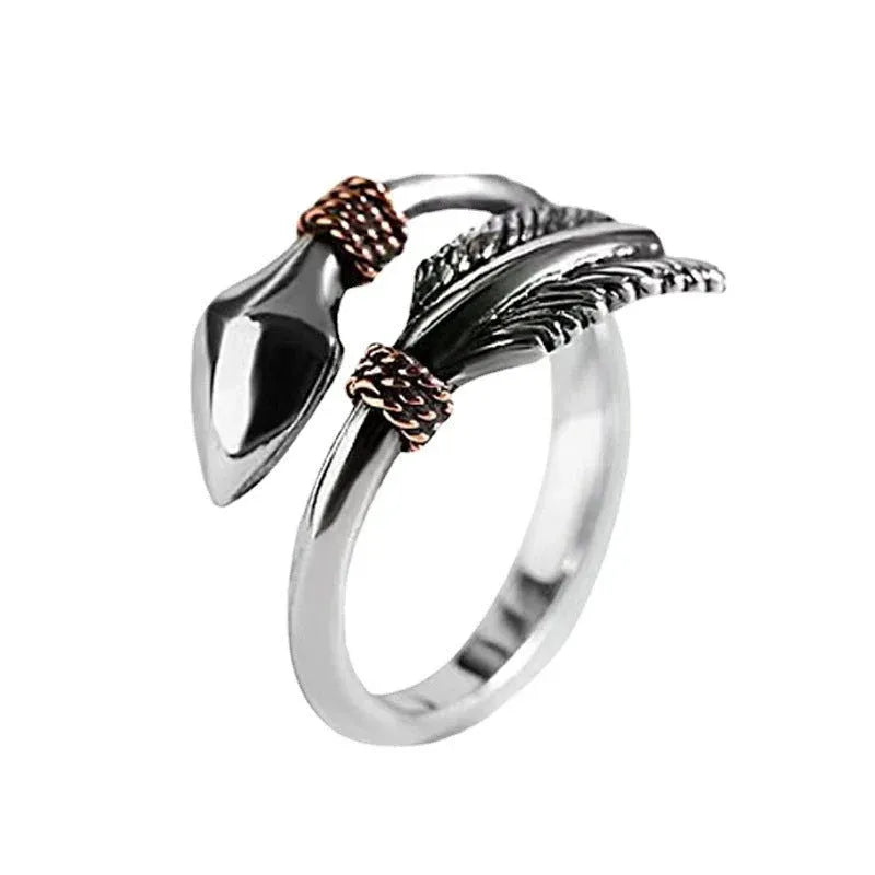 Vintage Arrow Adjustable Men's Statement Ring – Retro Open Finger Band | Emirasouq