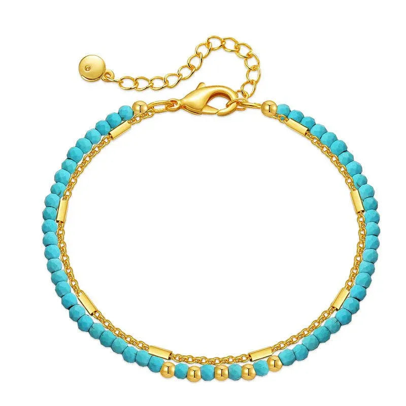 Elegant Turquoise Bracelet with 18K Gold Plating Dubai UAE luxury women's bracelet featuring turquoise accents and premium gold plated finish
