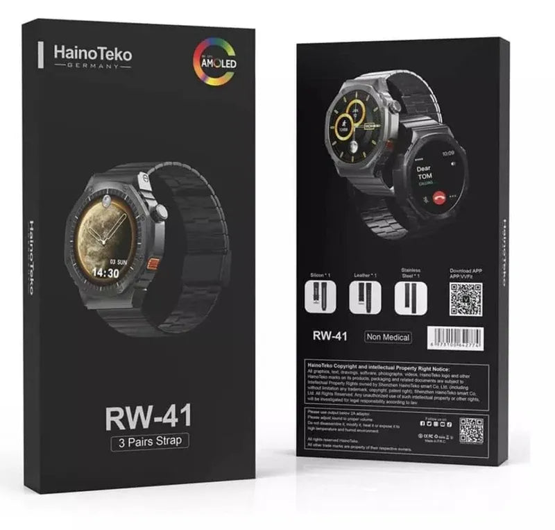 Haino Teko RW-41 Smartwatch with 3 Interchangeable Straps Dubai UAE premium smartwatch with Bluetooth calling fitness tracking and three stylish straps