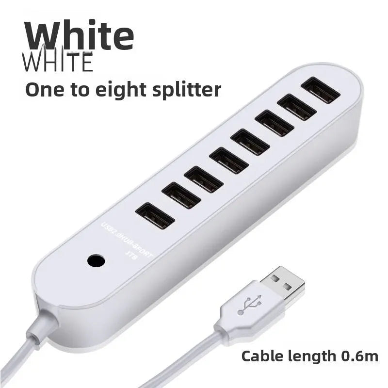 8 Port USB 2.0 Hub Multi USB Splitter Dubai UAE high speed USB hub for connecting laptops desktops keyboards mouse and USB devices
