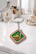 Madinah Dome Metal Keychain with Crystal Border Dubai UAE elegant Madinah Dome metal keychain with crystal border for keys bags and Islamic gift collection