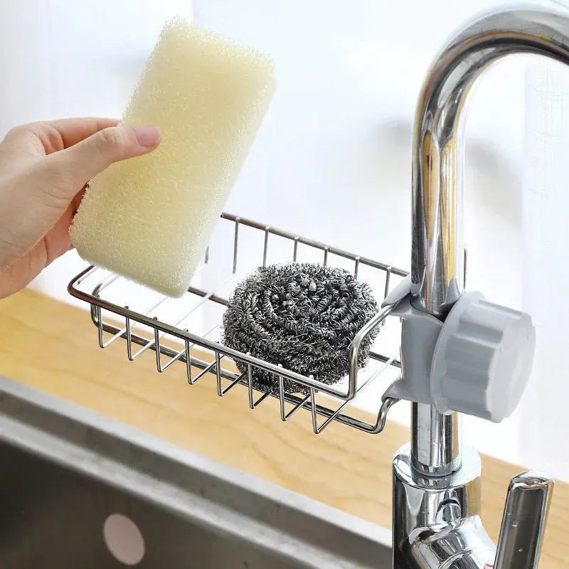 Stainless Steel Faucet Storage Shelf Dubai UAE sink organizer rack for storing sponges soap brushes and kitchen essentials