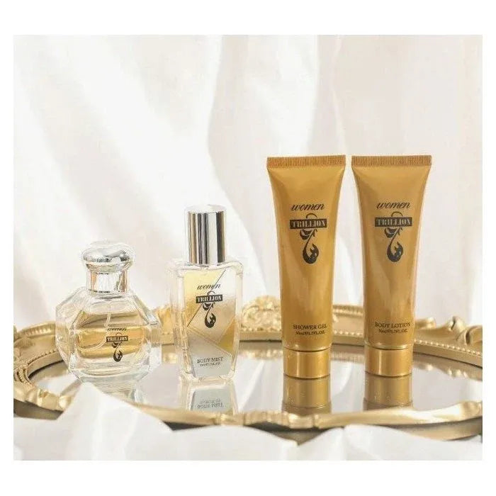 Trillion Women Pour Femme Gift Set 4 Piece Dubai UAE women's perfume gift set with four piece fragrance collection for elegant everyday wear special occasions and gifting