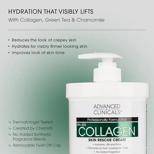 Advanced Clinicals Collagen Skin Rescue Cream 454g Dubai UAE collagen body cream for deep hydration firm looking skin and daily moisturizing care