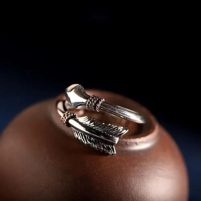 Vintage Arrow Adjustable Men's Statement Ring – Retro Open Finger Band | Emirasouq