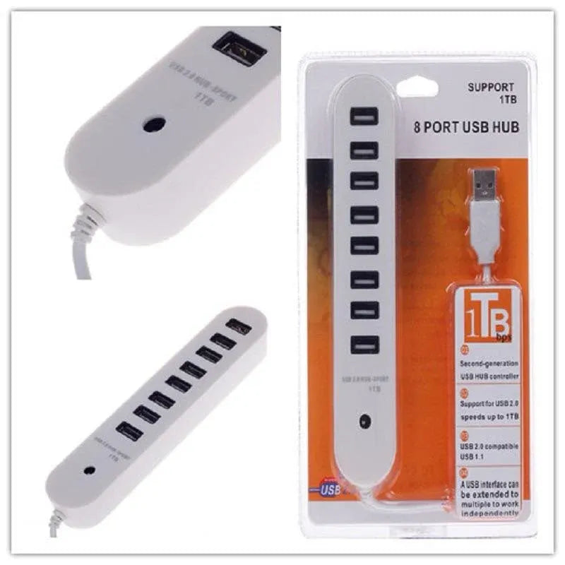 8 Port USB 2.0 Hub Multi USB Splitter Dubai UAE high speed USB hub for connecting laptops desktops keyboards mouse and USB devices