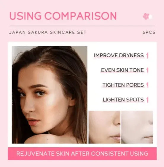 Japan Sakura 6 Piece Hydrating Skincare Set Dubai UAE complete Sakura skincare set for cleansing moisturizing hydration and healthy glowing skin