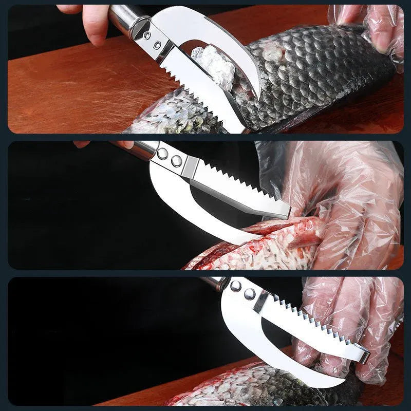 3 in 1 Stainless Steel Fish Scale Scraper Tool Dubai UAE multifunction seafood cleaning tool for scaling scraping and gutting fish
