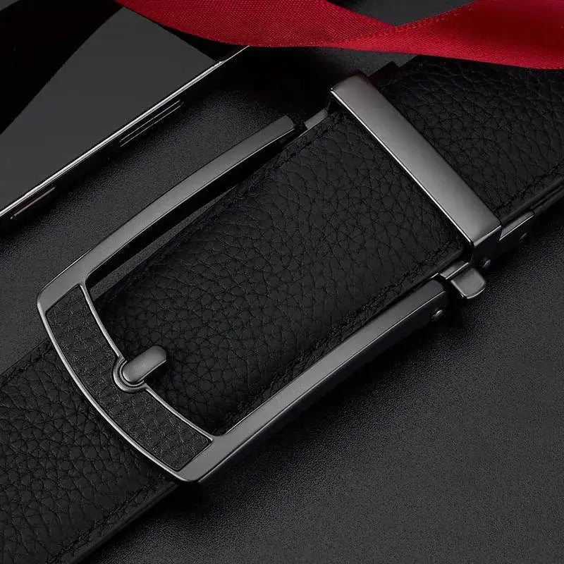 Men's Genuine Leather Automatic Buckle Belt Dubai UAE premium men's leather belt with automatic buckle for business and casual wear