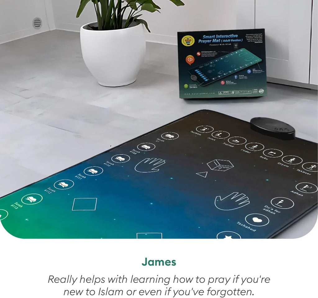 Smart Interactive Prayer Mat for Adults Dubai UAE interactive prayer mat for adults with guided prayer learning audio support and Islamic worship practice