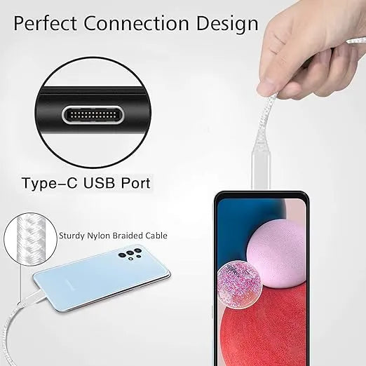 USB to Type C Fast Charging Cable 1M Nylon Braided Dubai UAE durable USB to USB C fast charging cable with nylon braided design for smartphones tablets and accessories