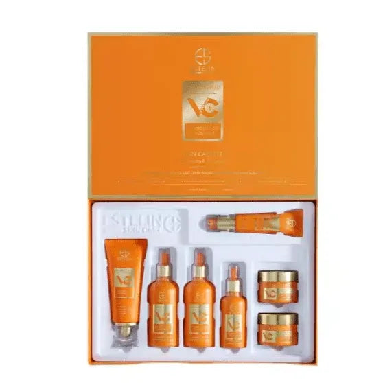 Vitamin C Plus 7 Piece Brightening Skincare Set Dubai UAE complete vitamin C skincare set for cleansing hydration bright looking skin and daily facial care