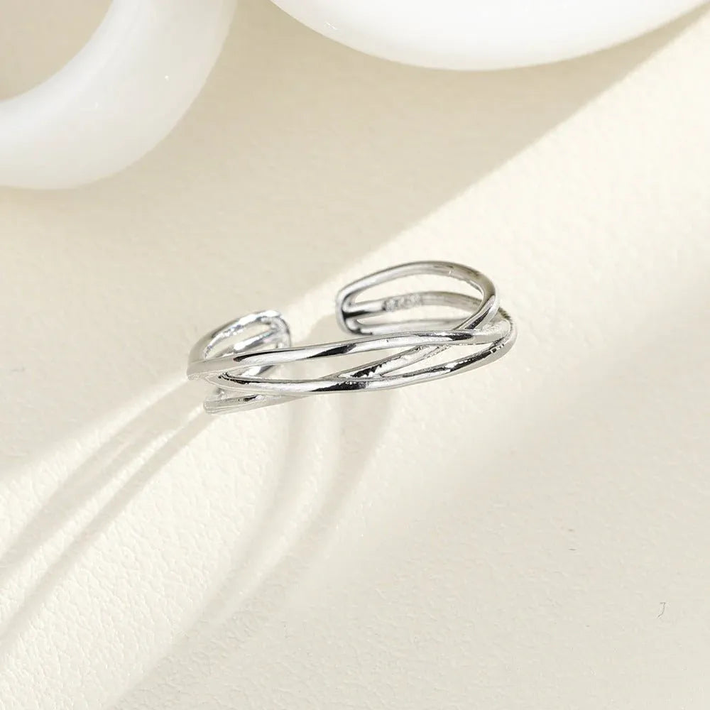 Women's Minimalist Cross Open Adjustable Ring Dubai UAE elegant adjustable ring for women with a modern minimalist design