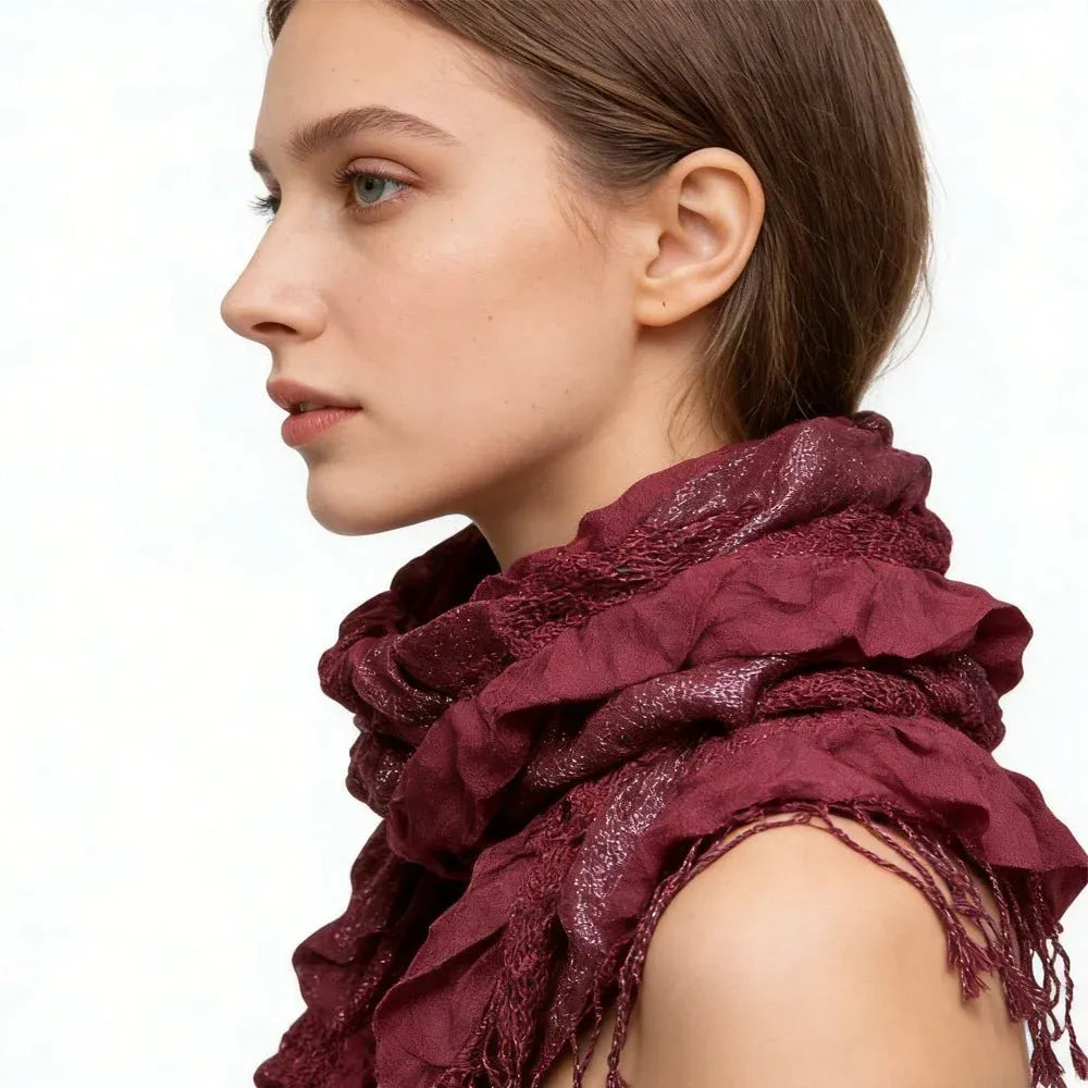 2 Piece Metallic Crinkle Evening Scarf Set Dubai UAE elegant metallic crinkle scarf set for evening wear parties weddings and special occasions