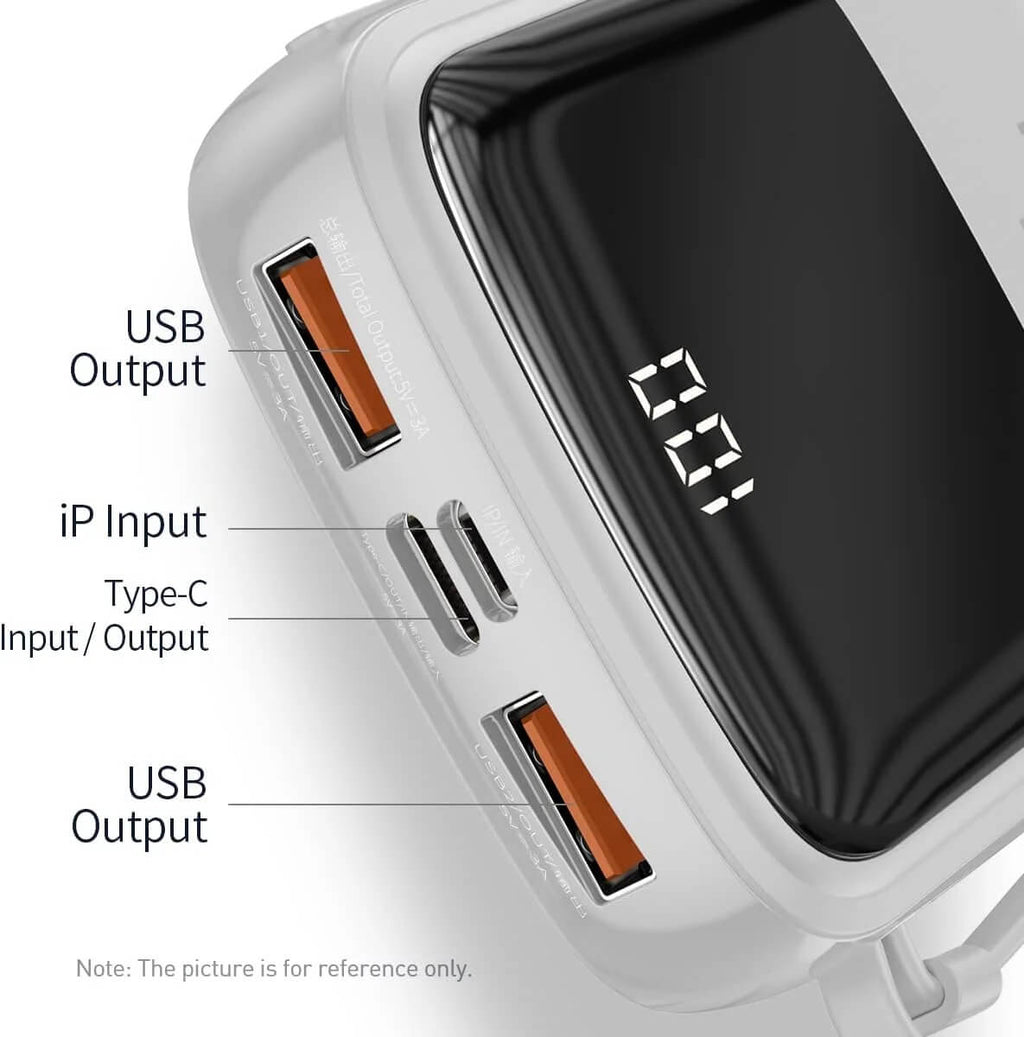Bastec 20000mAh 45W Fast Charging Power Bank with Built-In Cable | Emirasouq