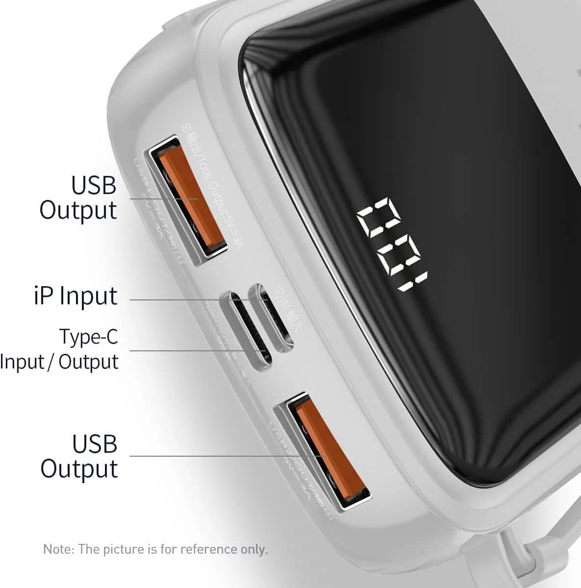 Bastec 20000mAh 45W Fast Charging Power Bank with Built-In Cable | Emirasouq