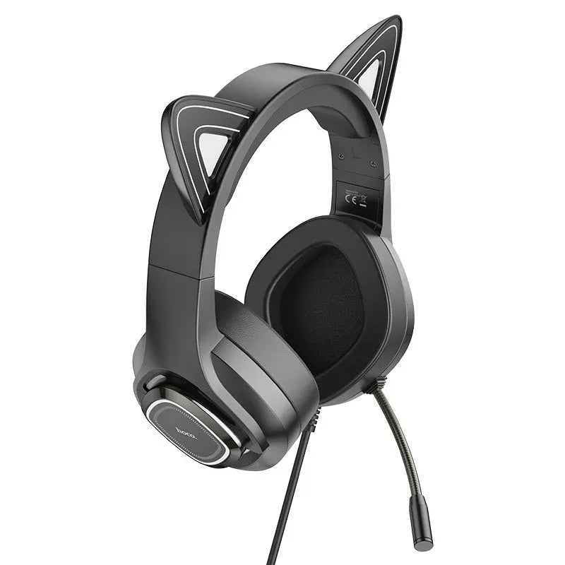 Hoco W107 Luminous Cat Gaming Headset Dubai UAE RGB gaming headphones with cat ears immersive stereo sound and comfortable over ear design