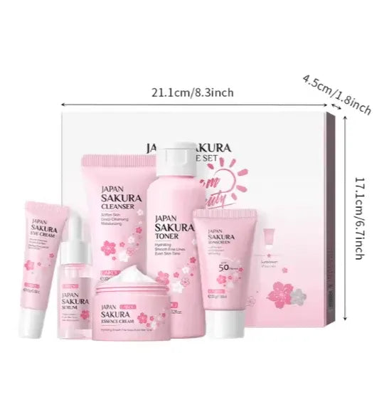Japan Sakura 6 Piece Hydrating Skincare Set Dubai UAE complete Sakura skincare set for cleansing moisturizing hydration and healthy glowing skin