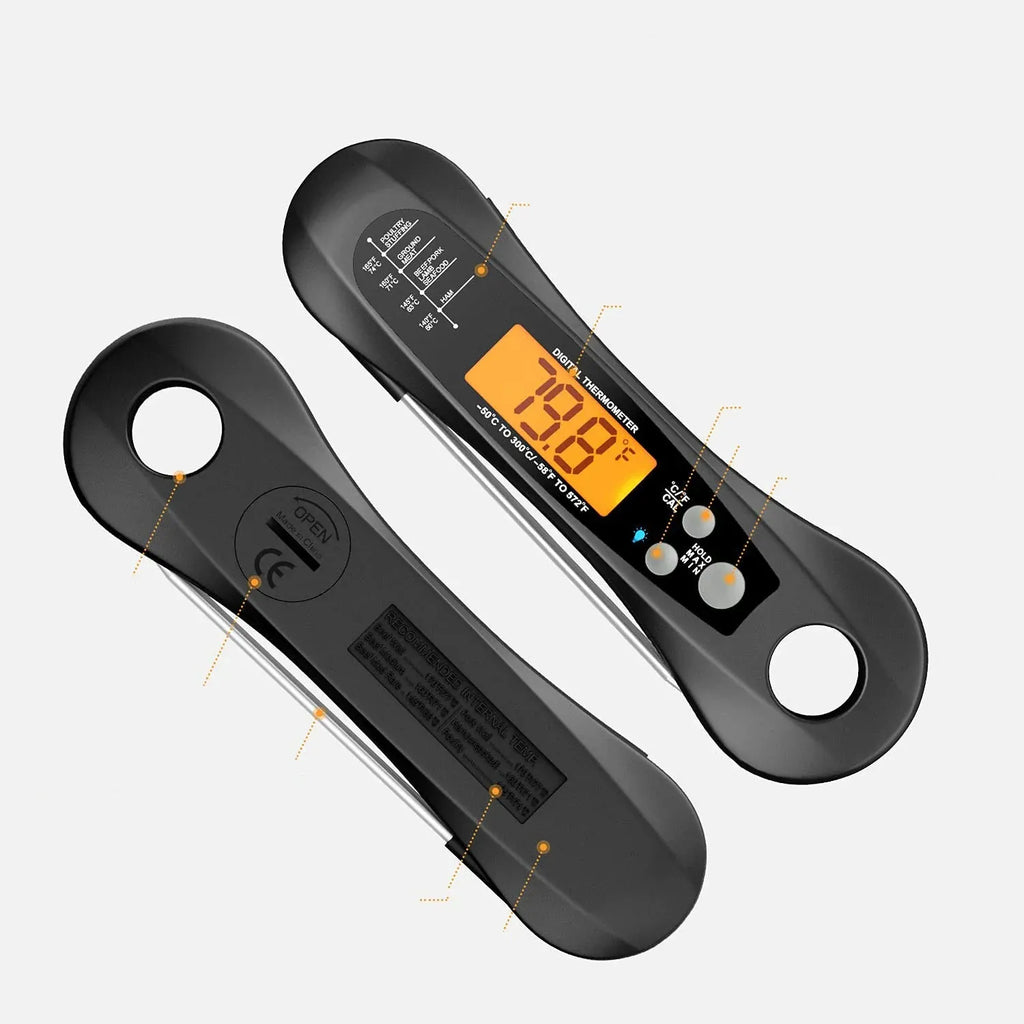 Waterproof Digital Folding Kitchen Thermometer Dubai UAE instant read food thermometer for cooking grilling baking BBQ and kitchen temperature measurement