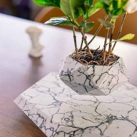 Levitating Magnetic Floating Marble Planter Dubai UAE magnetic floating marble plant pot for indoor plants home decor office desk decoration and modern interiors