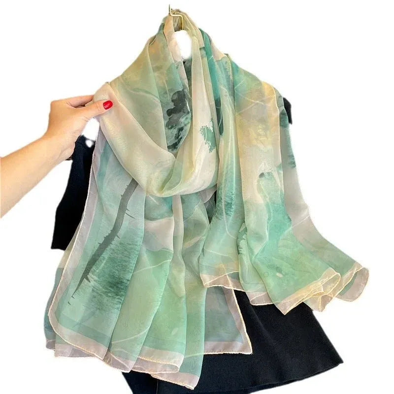 Luxury Silk Feel Patterned Scarf for Women Dubai UAE elegant silk feel patterned scarf for women stylish hijab neck scarf and everyday fashion