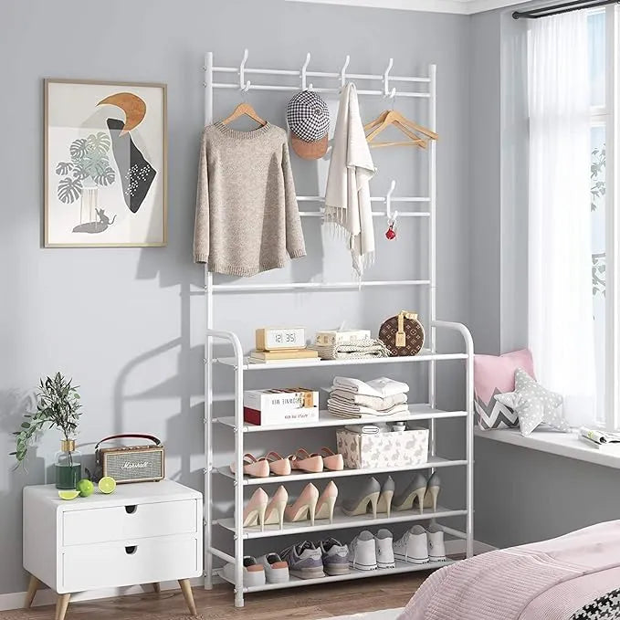 Multi Functional Shoe and Hat Rack with Coat Hooks Dubai UAE entryway shoe rack with coat hooks hat storage and space saving hallway organizer