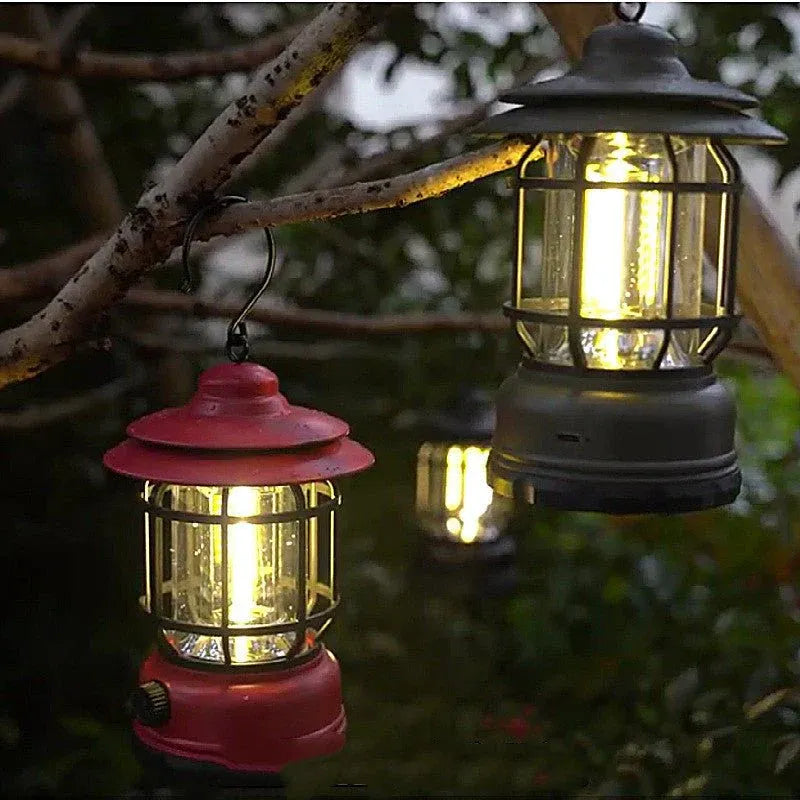 Retro Rechargeable LED Camping Lantern Dubai UAE portable outdoor lantern with rechargeable battery for camping hiking and emergency lighting