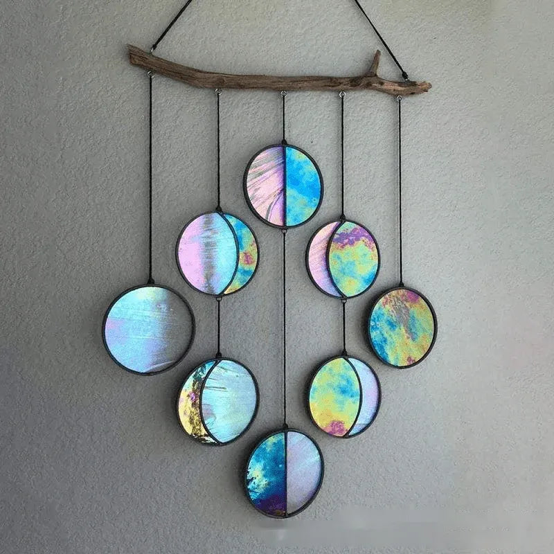 Rainbow Moon Phase Hanging Wall Decor Dubai UAE boho moon phase wall hanging with rainbow design for bedroom living room and home decoration