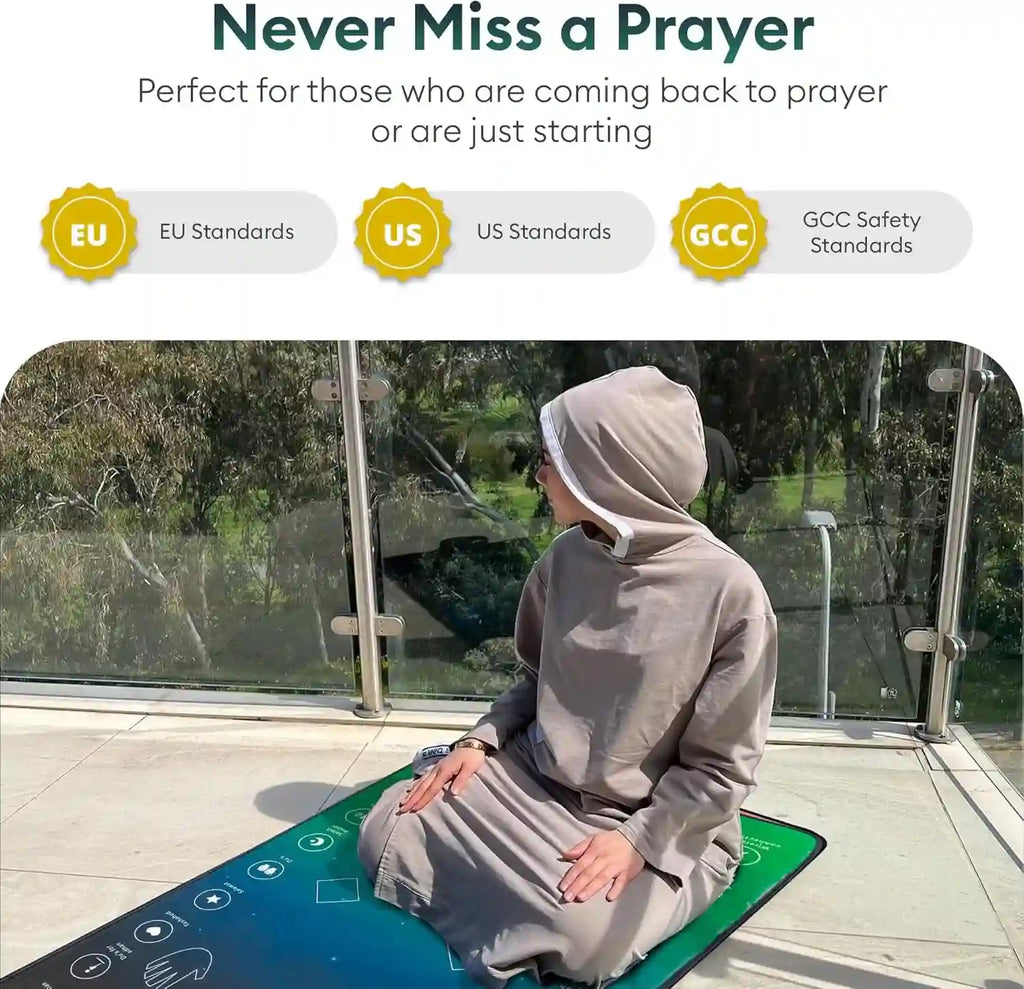 Smart Interactive Prayer Mat for Adults Dubai UAE interactive prayer mat for adults with guided prayer learning audio support and Islamic worship practice