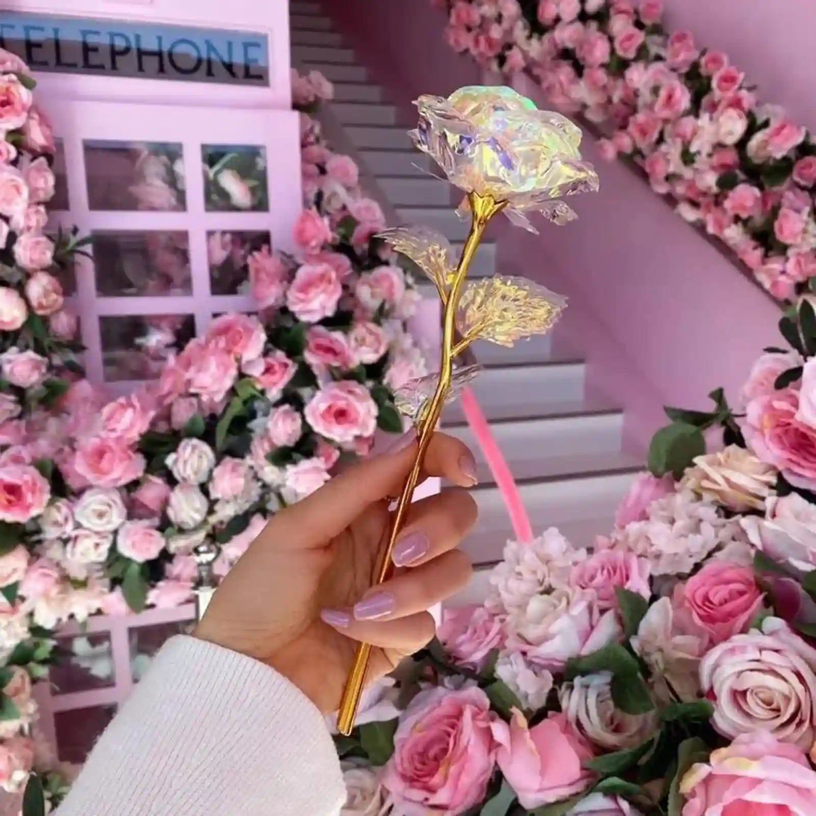 Gold Foil Artificial Rose Bouquet 10 Stems Dubai UAE elegant artificial rose bouquet with 10 gold foil stems for home decor weddings celebrations and gifting