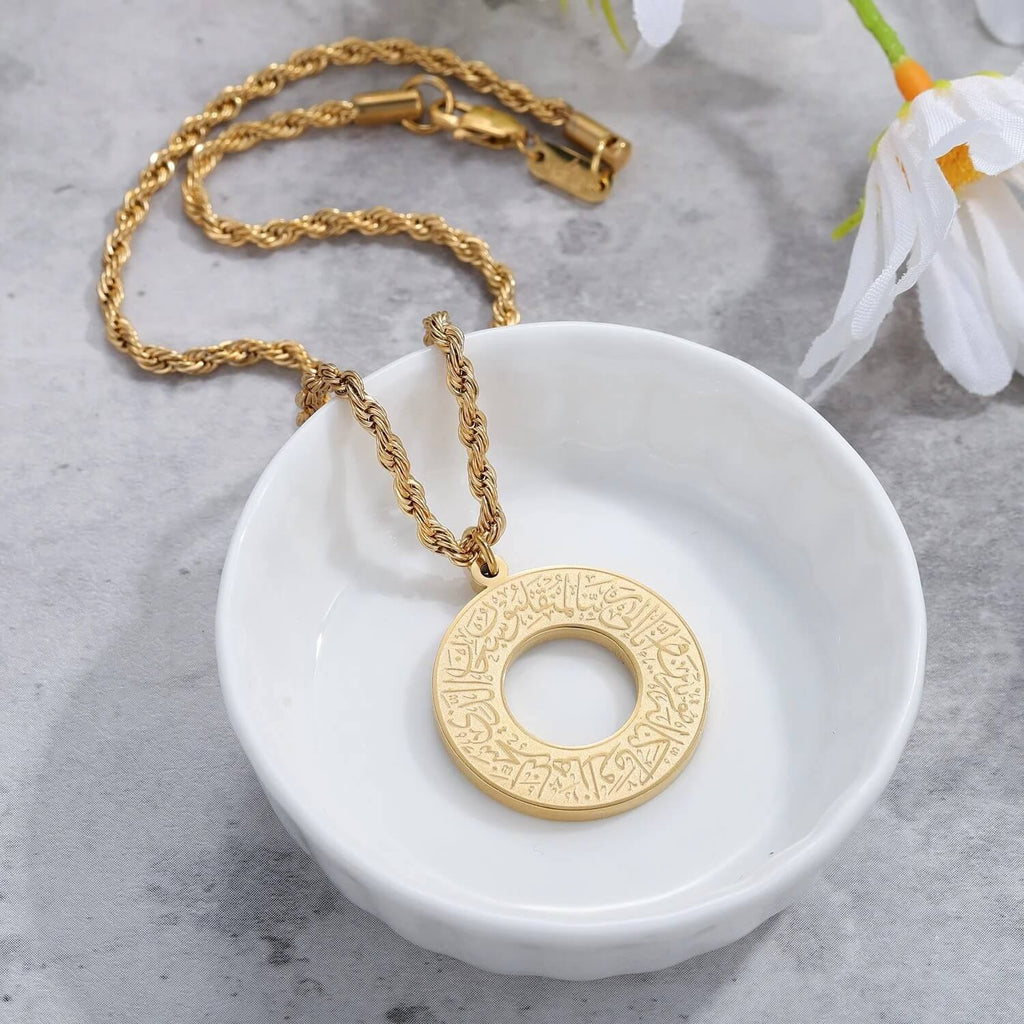 AyatAmulet™ Arabic Calligraphy Protection Pendant Necklace – Premium Stainless Steel Islamic Jewelry | Emirasouq