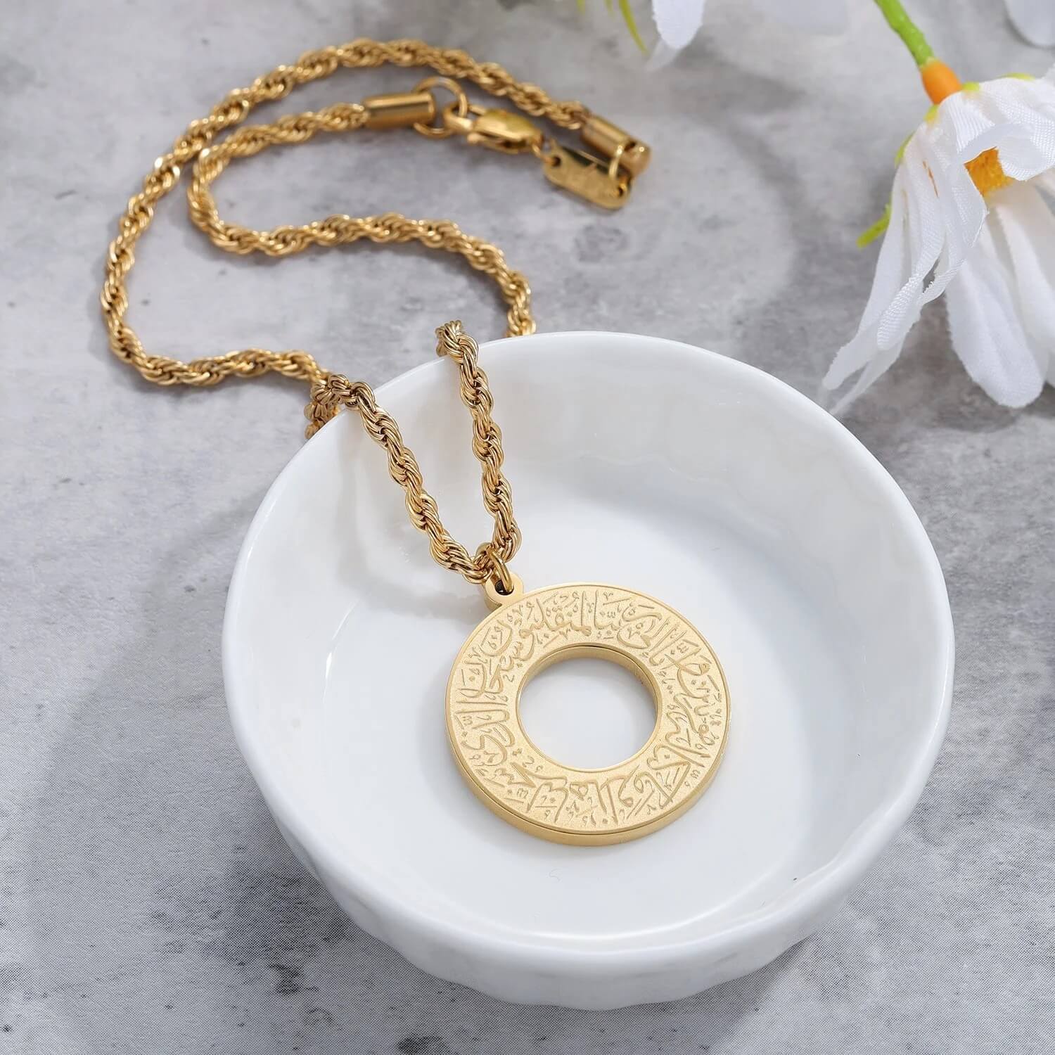 AyatAmulet™ Arabic Calligraphy Protection Pendant Necklace – Premium Stainless Steel Islamic Jewelry | Emirasouq