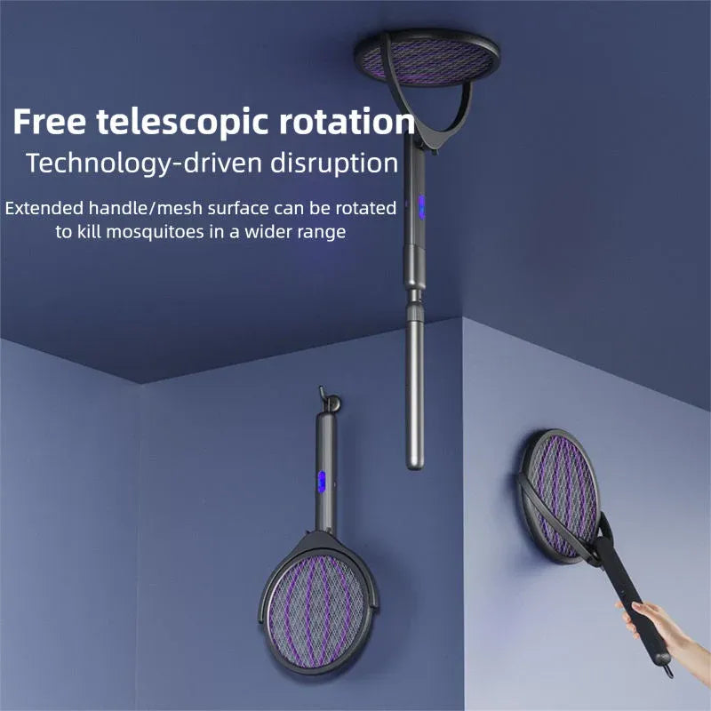 Telescopic Electric Mosquito Swatter Racket Dubai UAE rechargeable mosquito killer racket with extendable handle for indoor and outdoor insect control