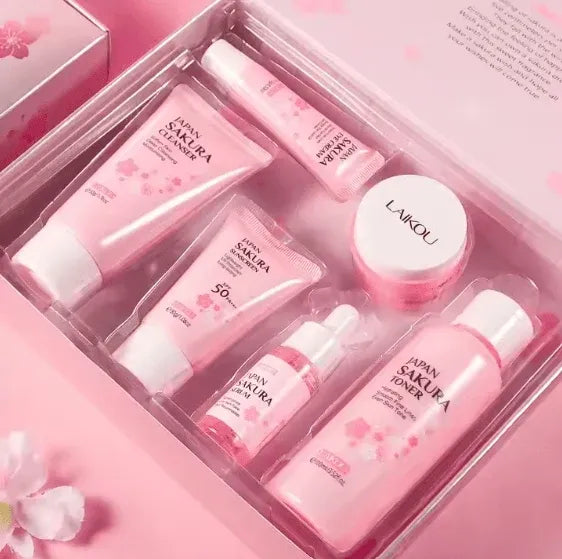 Japan Sakura 6 Piece Hydrating Skincare Set Dubai UAE complete Sakura skincare set for cleansing moisturizing hydration and healthy glowing skin
