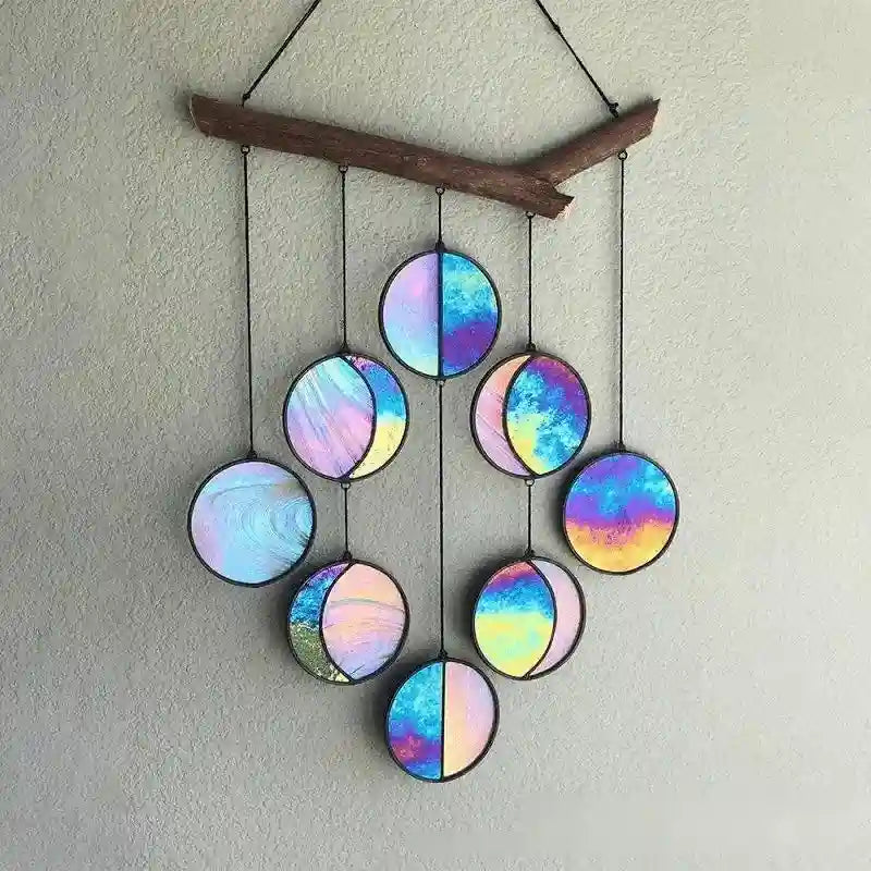 Rainbow Moon Phase Hanging Wall Decor Dubai UAE boho moon phase wall hanging with rainbow design for bedroom living room and home decoration