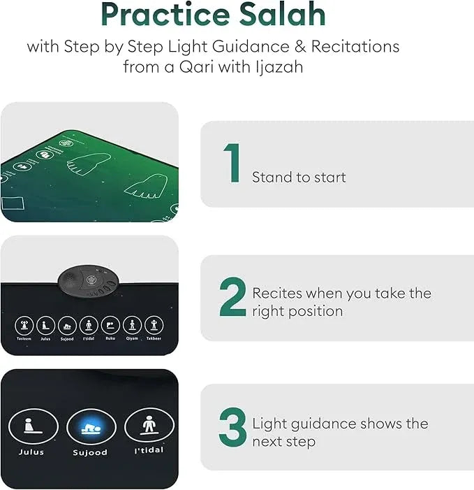 Smart Interactive Prayer Mat for Adults Dubai UAE interactive prayer mat for adults with guided prayer learning audio support and Islamic worship practice