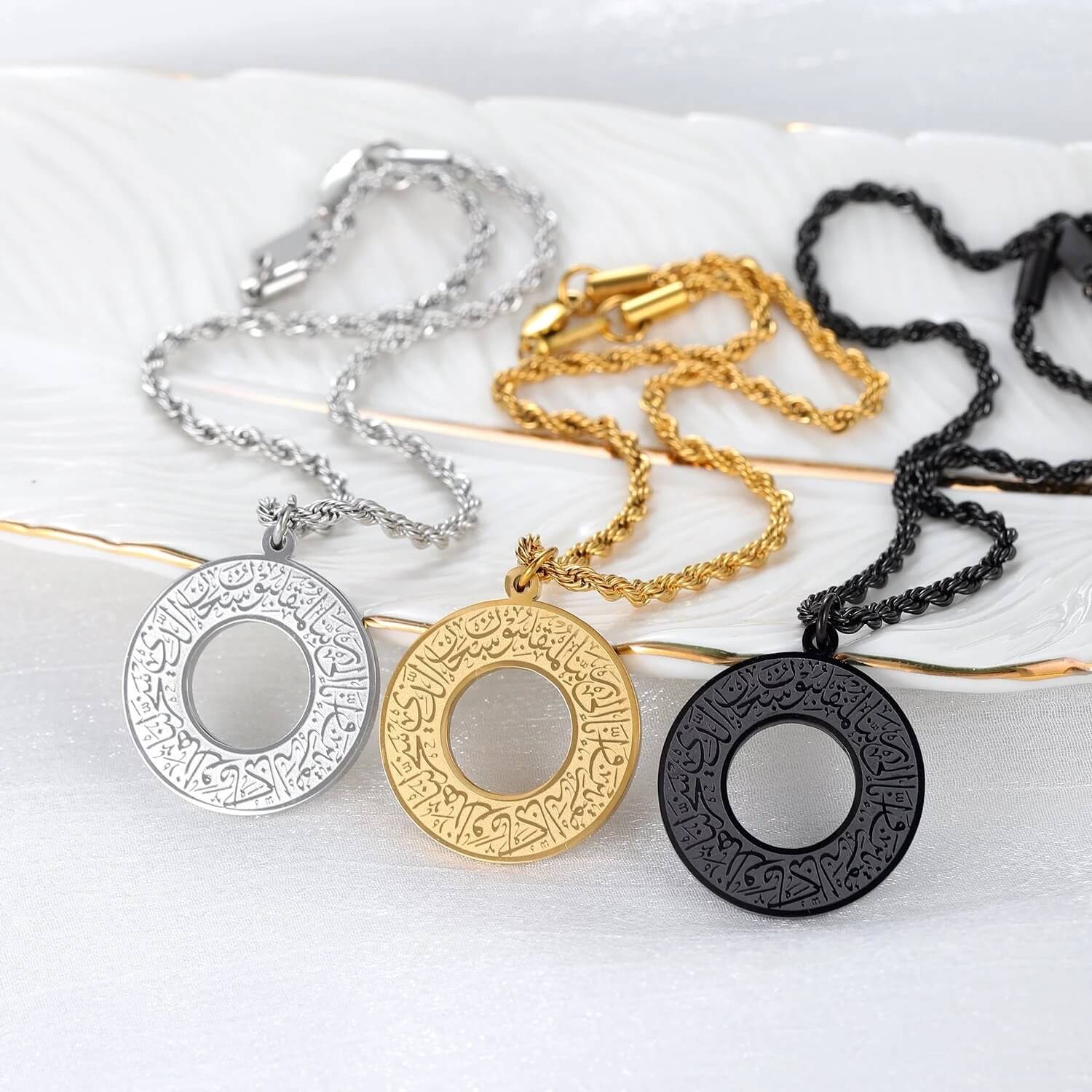 AyatAmulet™ Arabic Calligraphy Protection Pendant Necklace – Premium Stainless Steel Islamic Jewelry | Emirasouq