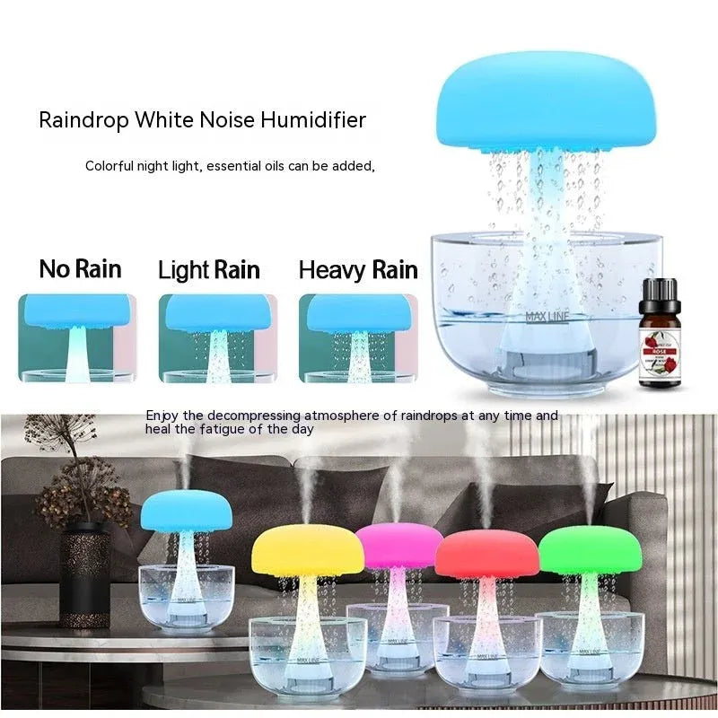 Jellyfish Raindrop Aroma Humidifier with LED Light Dubai UAE ultrasonic aroma diffuser with jellyfish raindrop effect LED night light and home humidifier