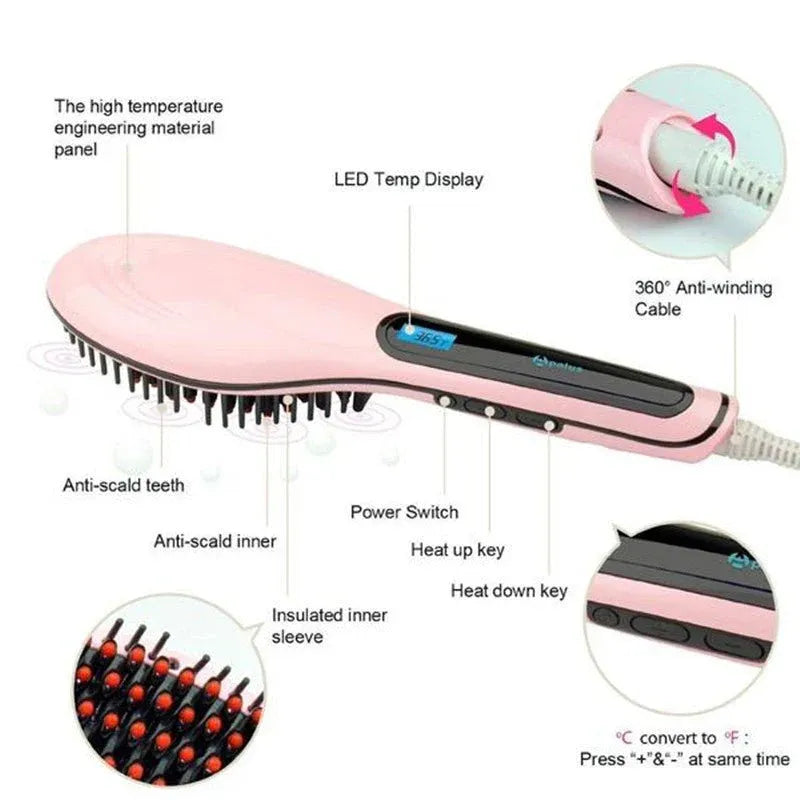 Ionic Paddle Brush Hair Straightener Dubai UAE electric hair straightening brush with ionic technology for smooth sleek and frizz free styling