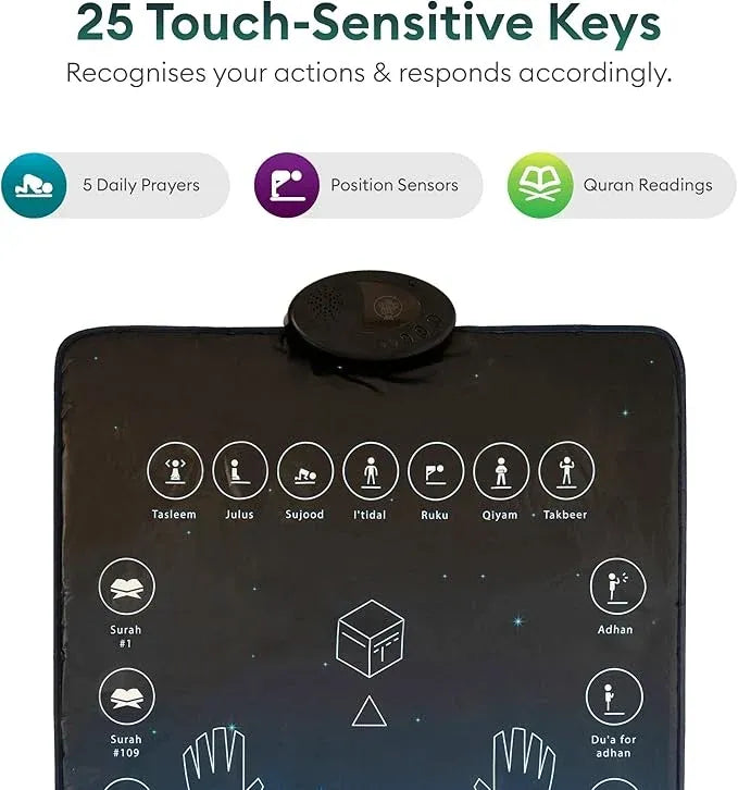 Smart Interactive Prayer Mat for Adults Dubai UAE interactive prayer mat for adults with guided prayer learning audio support and Islamic worship practice