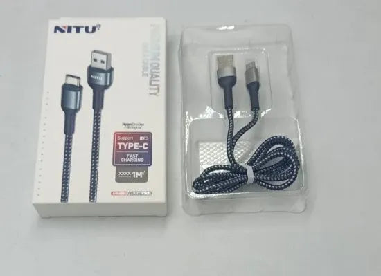 USB to Type C Fast Charging Cable 1M Nylon Braided Dubai UAE durable USB to USB C fast charging cable with nylon braided design for smartphones tablets and accessories