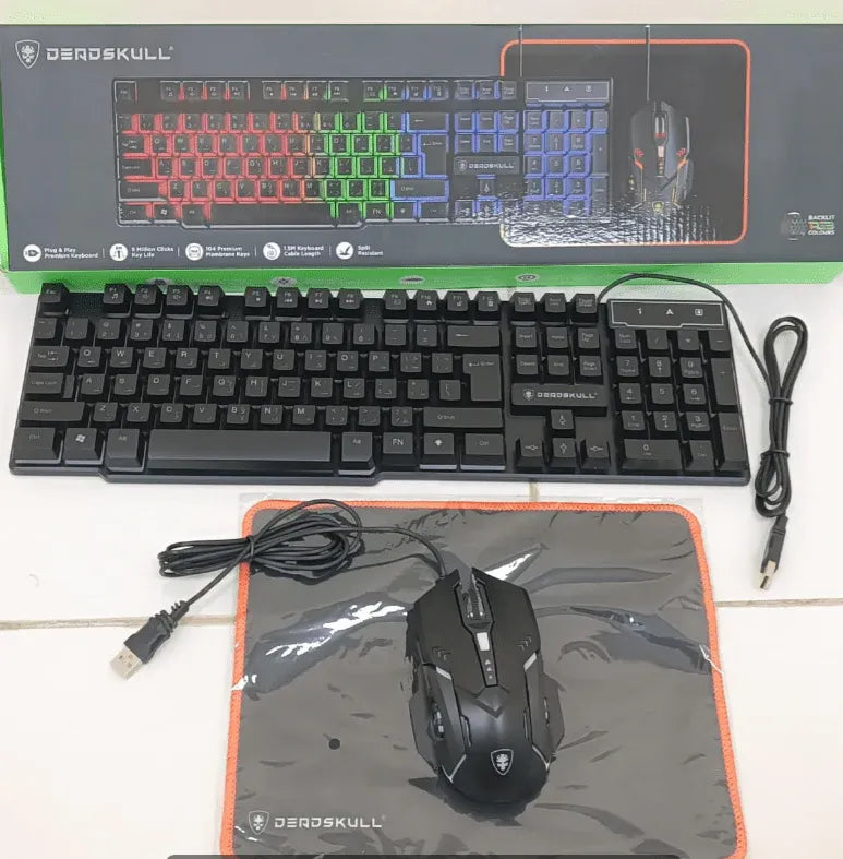Rainbow Gaming Keyboard and Mouse Combo Dubai UAE RGB gaming keyboard and mouse set for PC gaming office work and everyday performance