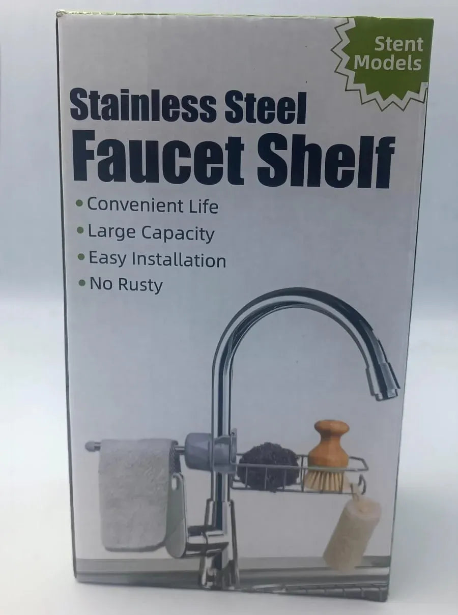 Stainless Steel Faucet Storage Shelf Dubai UAE sink organizer rack for storing sponges soap brushes and kitchen essentials