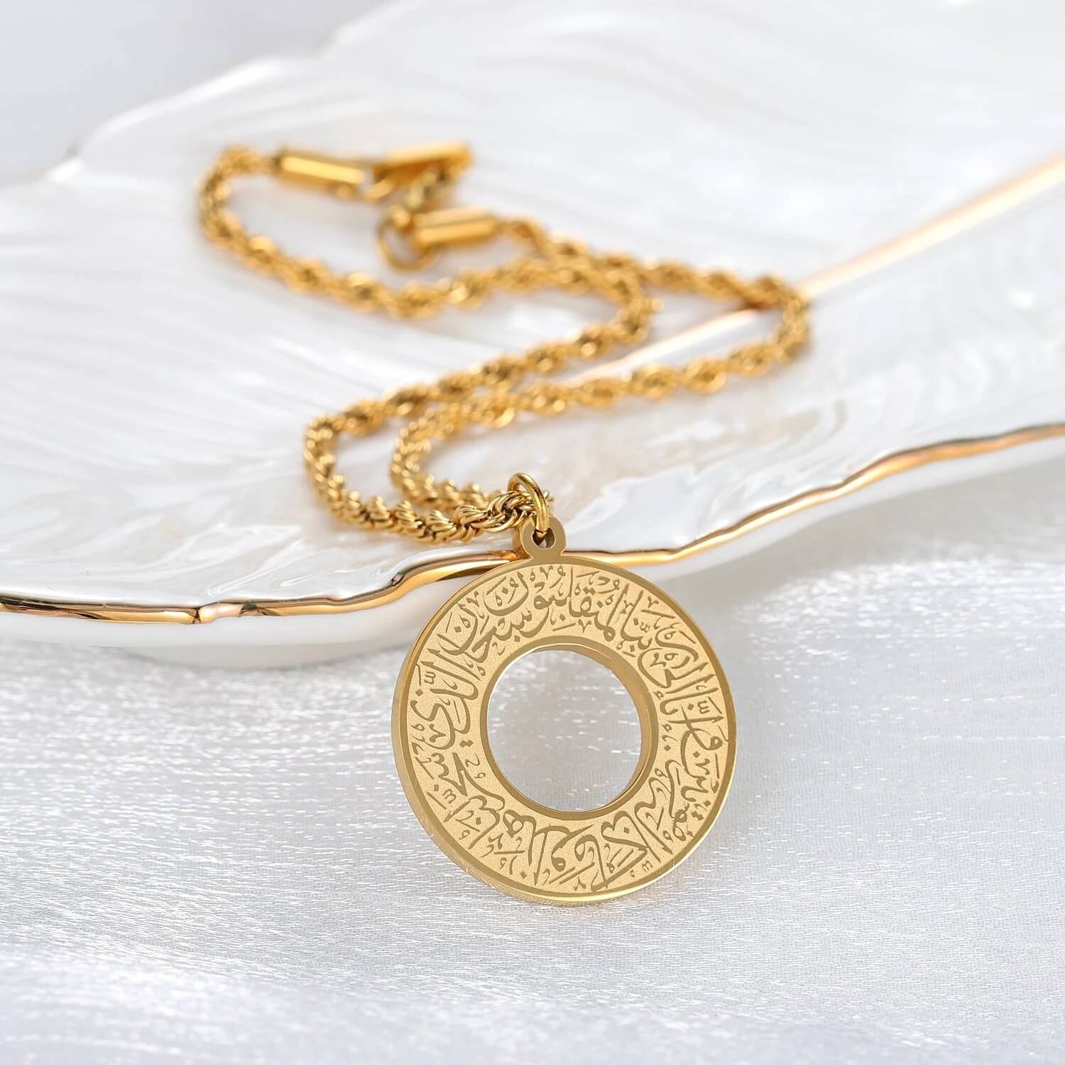 AyatAmulet™ Arabic Calligraphy Protection Pendant Necklace – Premium Stainless Steel Islamic Jewelry | Emirasouq