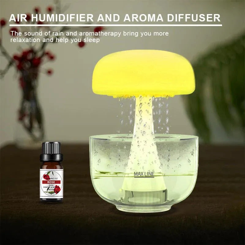 Jellyfish Raindrop Aroma Humidifier with LED Light Dubai UAE ultrasonic aroma diffuser with jellyfish raindrop effect LED night light and home humidifier